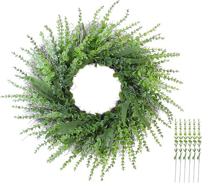 Boxwood Wreaths for Front Door, Green Artificial entryway Large Wreath, Sping Summer All Years Wall Door Home Farmhouse Decoration