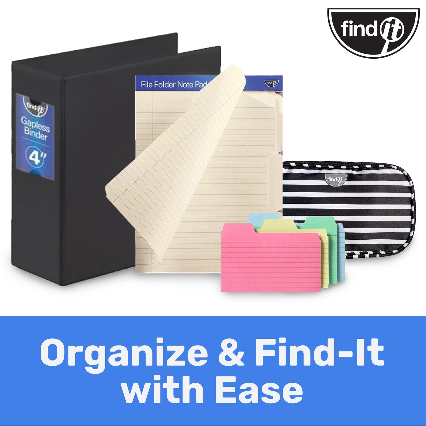 Find It File Folder Notepad - Pack of 12-9.5 x 12.5 Inch Notebook Organizer Folders for Filing, Document, and Clipboard Organization - Pink