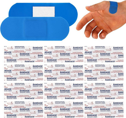 Blue Metal Detectable Adhesive Bandages - Waterproof, High-Visibility, Latex-Free | Flexible Wound Protection (250 Count)