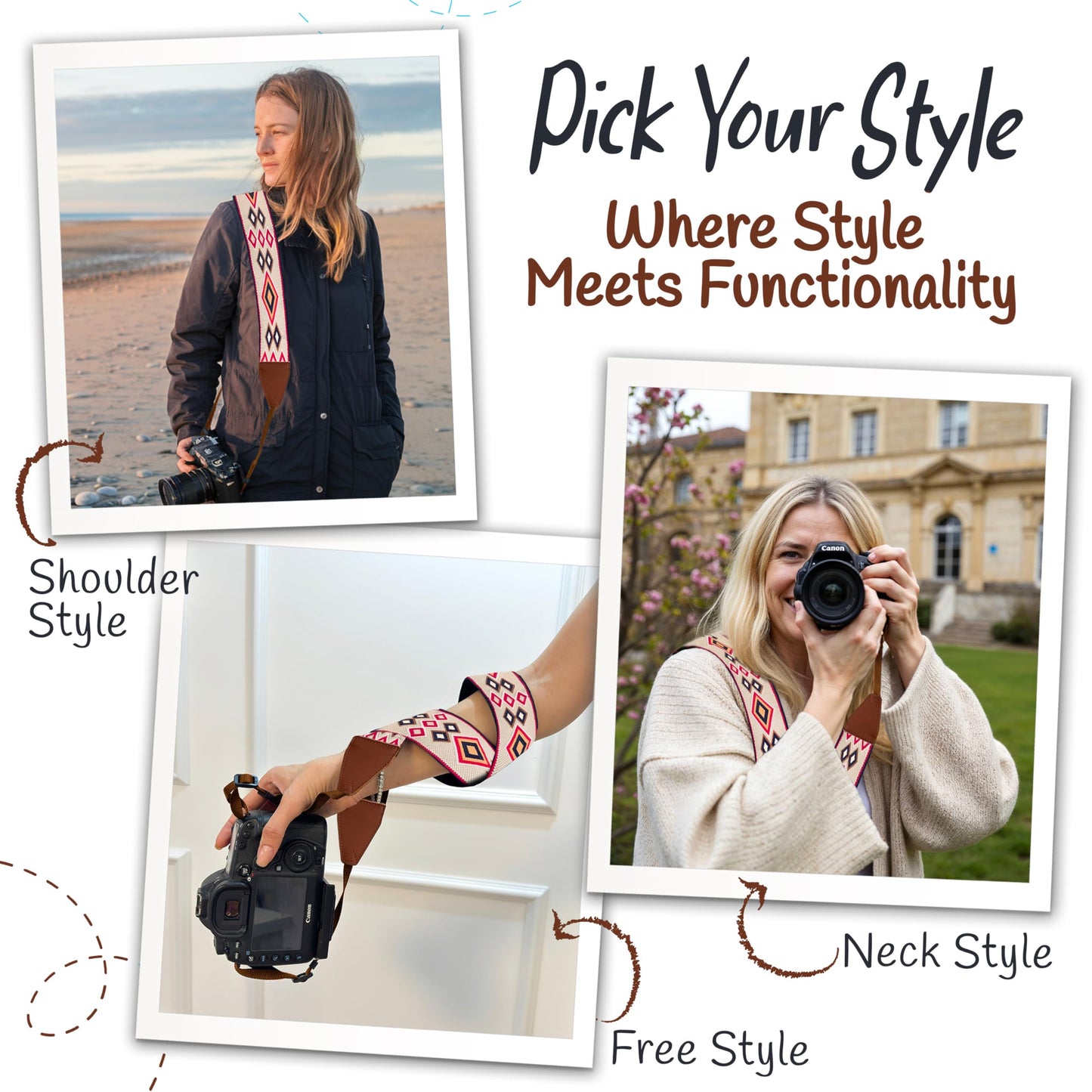 Art Tribute Camera Strap For Photographers Padded Universal Fit Neck Shoulder & Crossbody Strap Quick Release For DSLR/SLR/Mirrorless Canon Nikon Sony Olympus Compatible Great Gift for Photographers