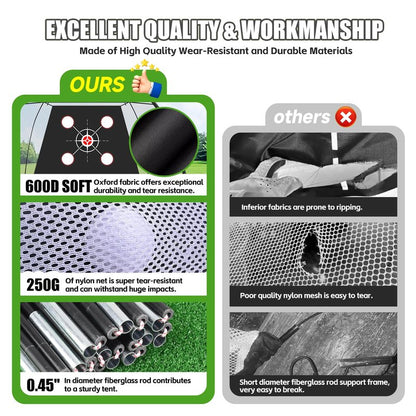 Golf Net Practice 10x7ft with Tri-Turf Mat & Real Balls Set Indoor Outdoor Golf Training Equipment for Backyard Driving Practice Enthusiast Gifts
