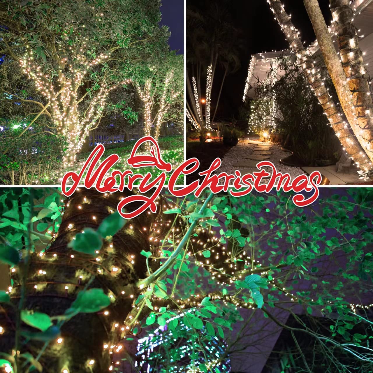 JUSTPRO 100LIGHTS WARM WHITE Extra-Bright With End Connectors Christmas Decorative Lights 5.98m UL Certified Mini String Light Set Waterproof for Home Garden Holiday Christmas Tree Party Patio Wedding