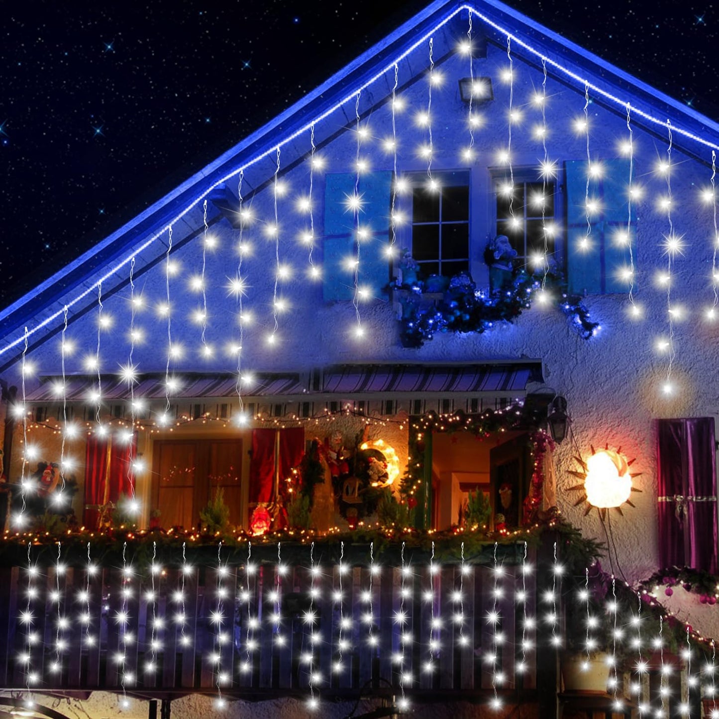 JREWDOIN 33FT Christmas Lights Outdoor, 400 LED Outdoor String Lights Waterproof Plug in with 8 Modes & Timer, Christmas String Lights for Tree Party, Garden, Holiday Decorations（Cool White）