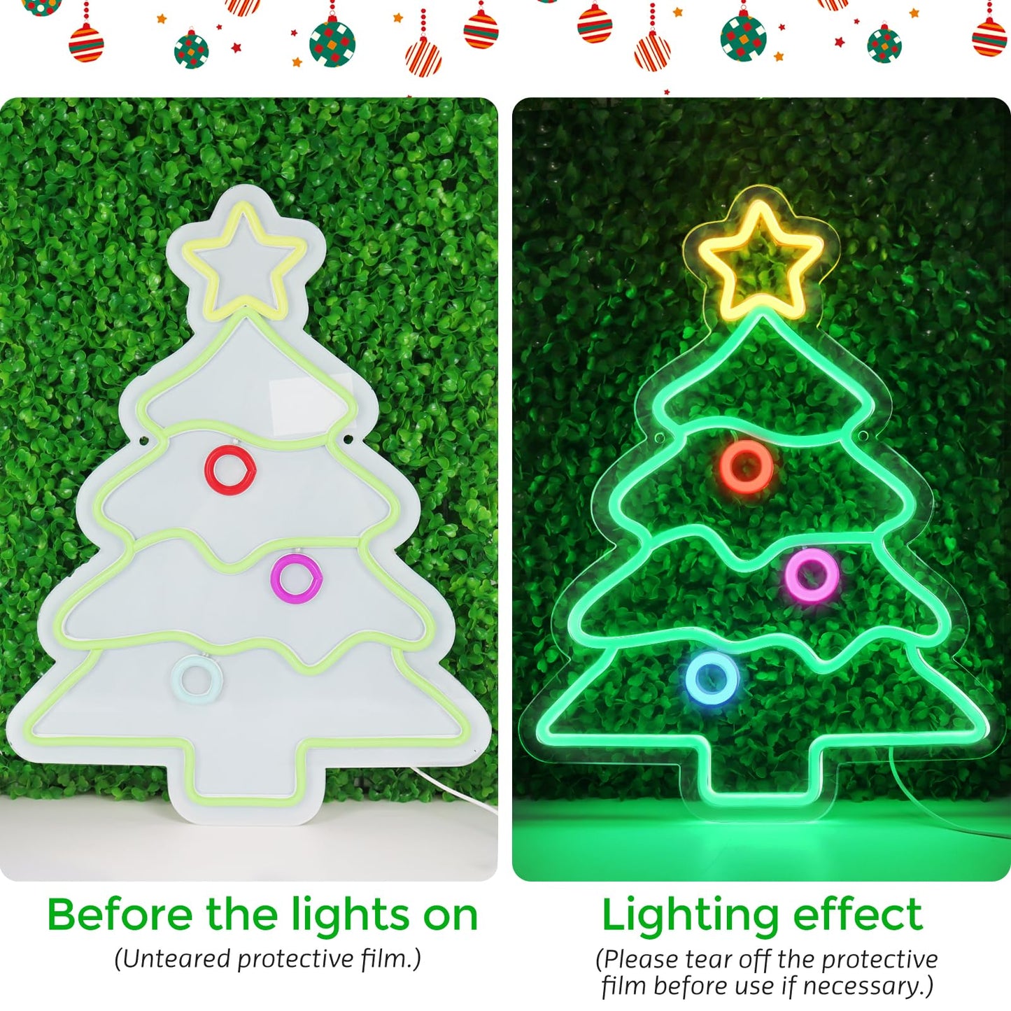 LEDLampsWorld 18.5 x 14.2 Inch Christmas Tree Neon Sign LED Sign for Wall Decor, Neon Lights for Bedroom, Living Room, Home, Party, Yard, Christmas Gifts