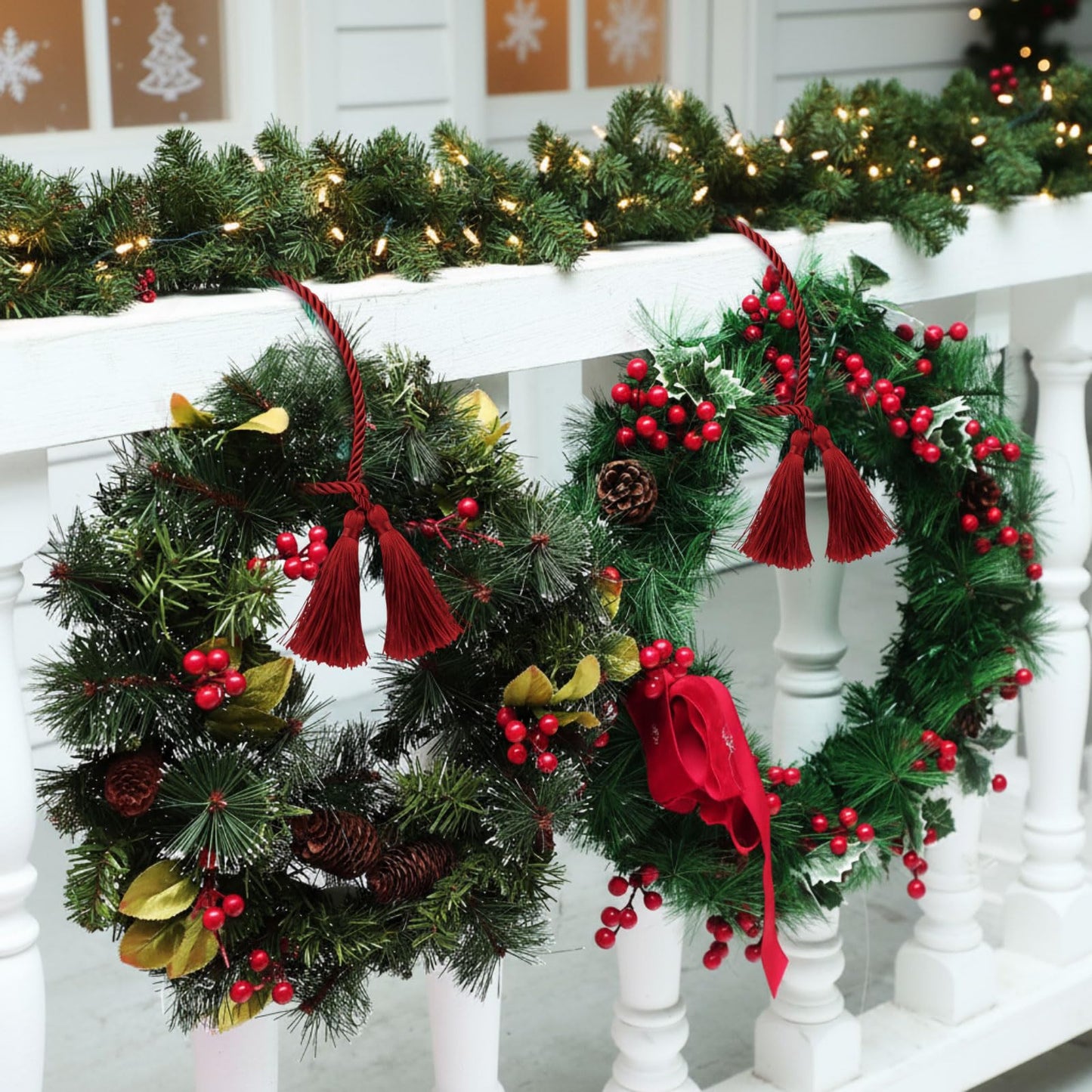 Zhengmy 15 Pcs 24 Inch Christmas Garland Ties with Tassels Decorative Twist Tie for Banister Reusable Flexible Twist Tie for Garland Fireplace Staircase Banister Home Xmas Holiday Decorations (Red)