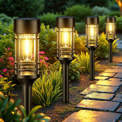 LETMY Solar Pathway Lights Outdoor, 12 Pack Solar Lights Outdoor Waterproof IP65, Bright Solar Garden Lights Outdoor, Auto On/Off Outdoor Solar Lights for Yard Walkway Driveway Landscape Garden Decor
