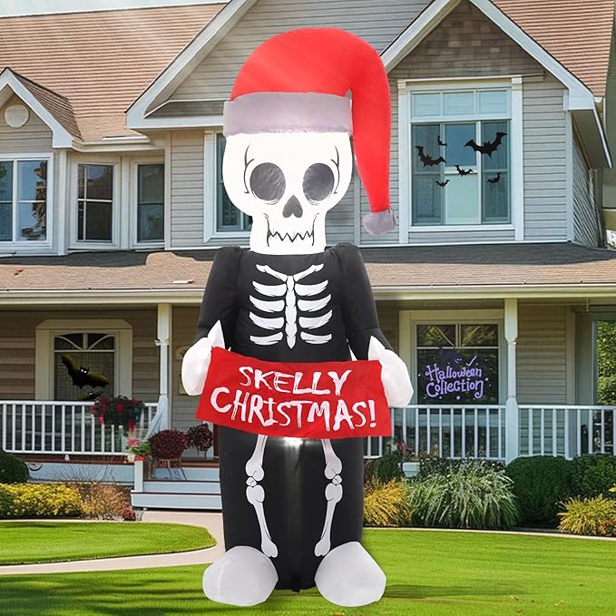 5FT Gray Old Man Pull Banner Inflatable Decoration, Yard Decoration with LED Lights, Outdoor Inflatable Decoration for White Christmas, Halloween, Outdoor Lawn, Garden, Party