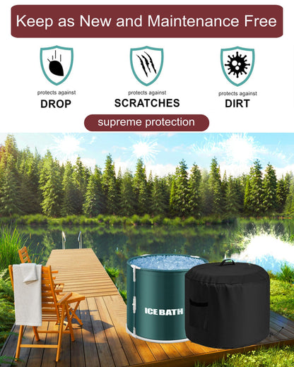 GS Alderaul Portable Ice Bath Tub Cover - Dustproof, Waterproof with Windproof Hem - Outdoor Ice Bath Barrel Cover for Cold Plunge Tub