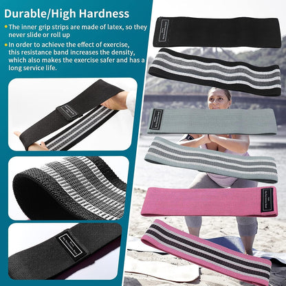 Resistance Bands Sets Portable Exercise Loops for Legs and Hip 3 Resistance Level Workout Weight Bands with Non-Slip Design Workout Flexbands for Home Gym Office Yoga Pilates (3 Pink Gray Black)