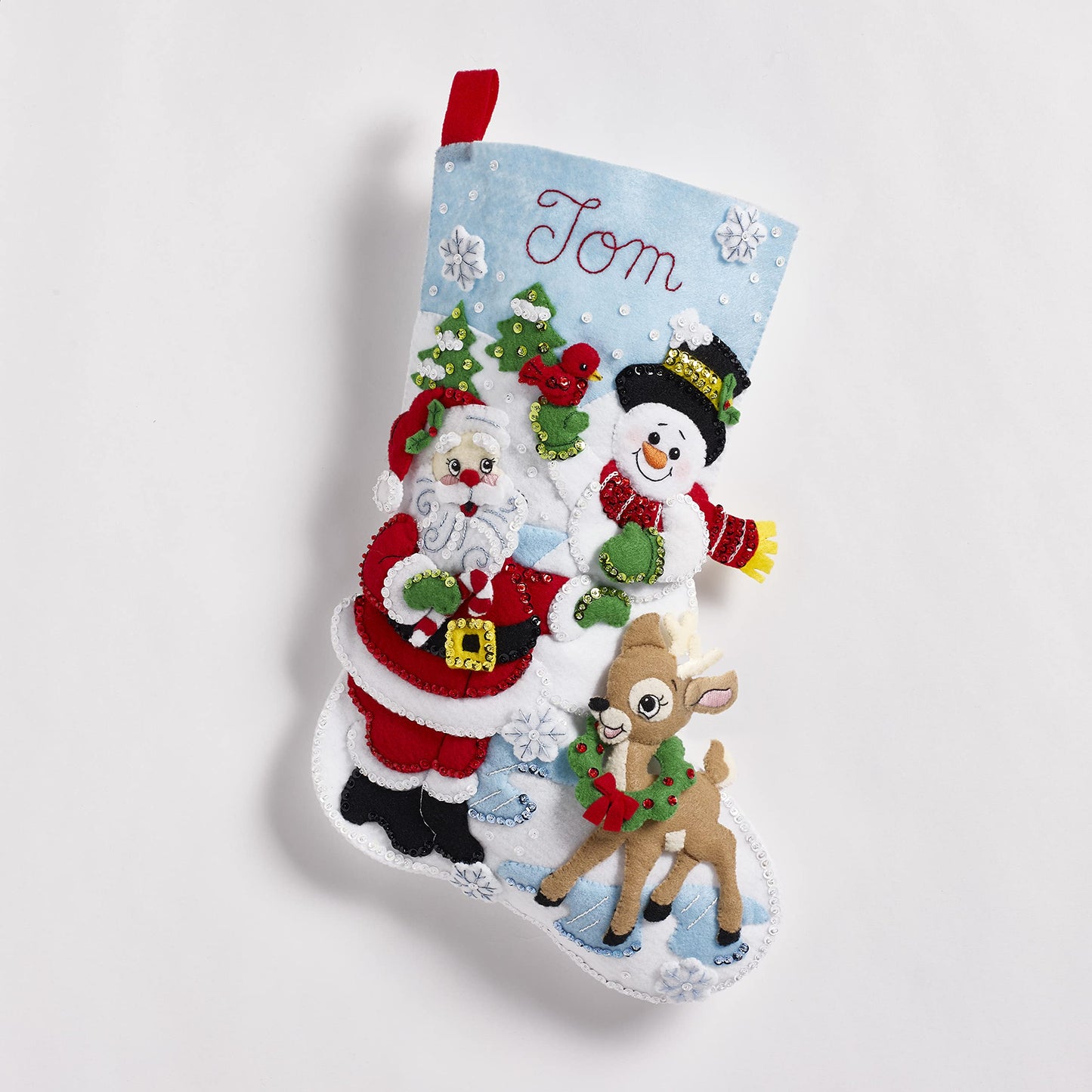 Bucilla, Santa's Gathering, Felt Applique Christmas Stocking, 18", 89308E