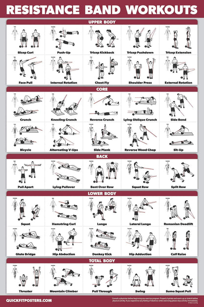 Palace Learning 4 Pack - Dumbbell Workouts + Bodyweight Exercises + Resistance Bands Workouts + Warm Up Exercises - Set of 4 Workout Charts (LAMINATED, 18” x 24”)