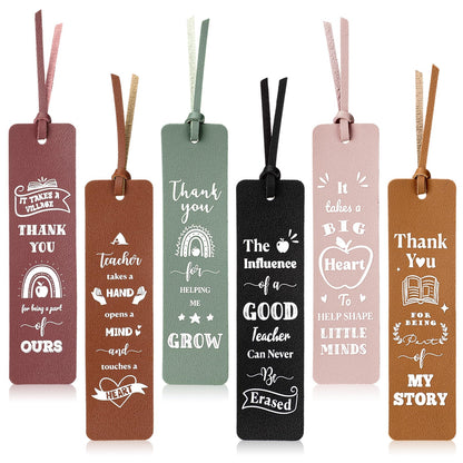 Eaasty 12 Pcs Teacher Appreciation Gifts Teacher Appreciation Leather Bookmarks Bulk Thank You Gifts Graduation Gift Back to School Thank You for Helping Me Grow for Teachers Office Party Supplies