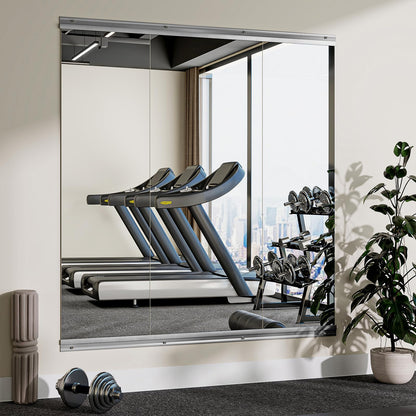 VooBang Home Gym Mirror - 3 PCS 16×56 inches, Large Frameless Wall Mounted Full Length Body Mirror for Dancing Studio, Exercise, Fineness, Yoga, Tempered Glass