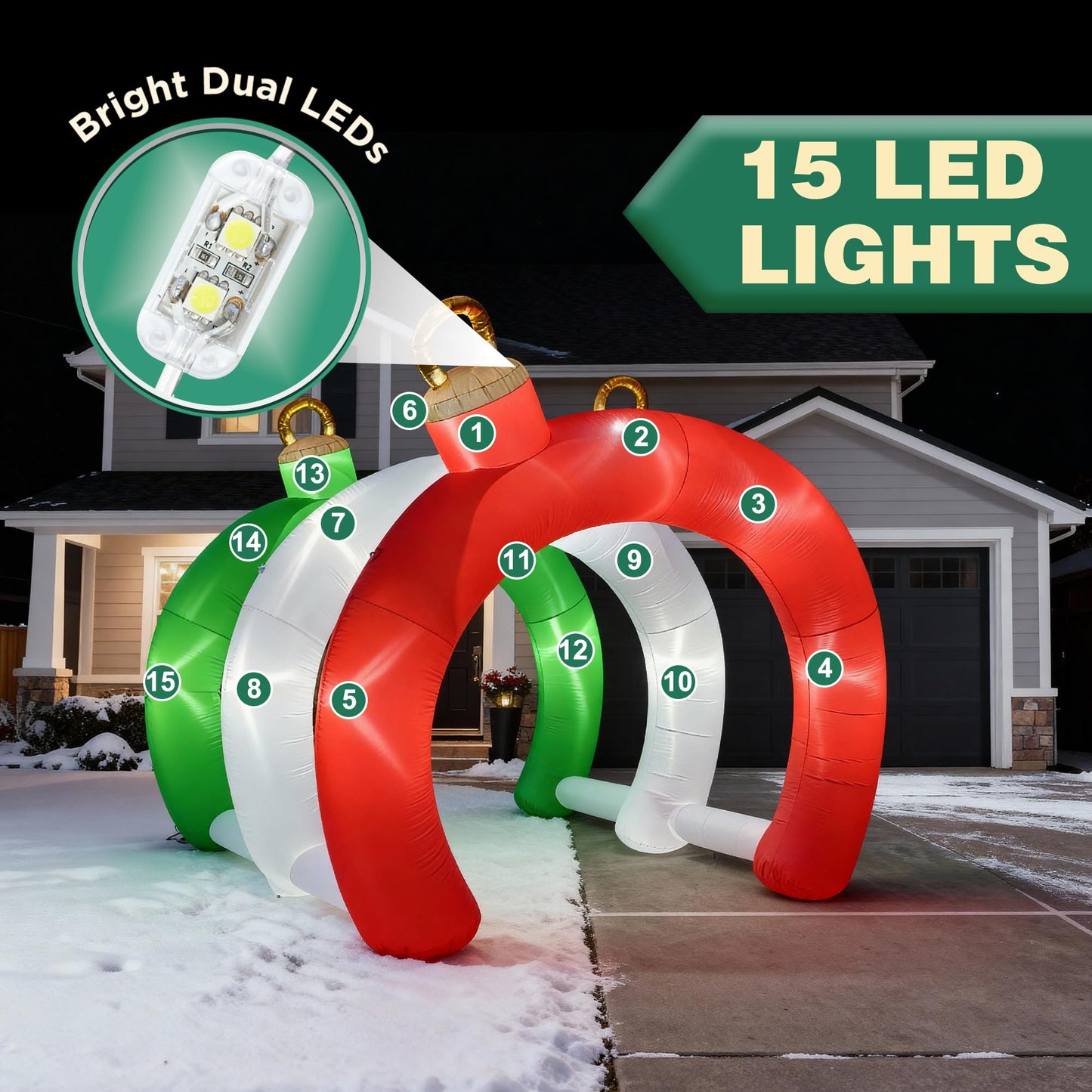 10.5 FT Christmas Inflatables Ornament Tunnel Arch Outdoor Decorations, Blow Up Walk-Through Archway Yard Decor for Garden Lawn Xmas Display