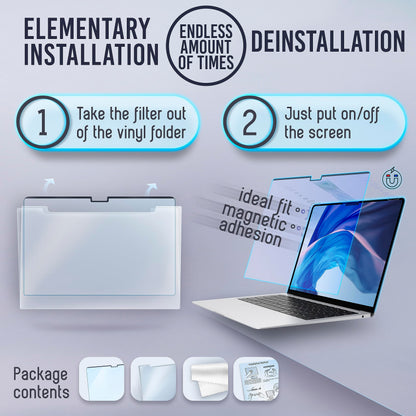 VINTEZ Magnetic Blue Light Screen Protector Compatible With MacBook Air 13.6" 2022, 2023, 2024, M2, M3 Anti Blue Light Blocking Filter for Laptop