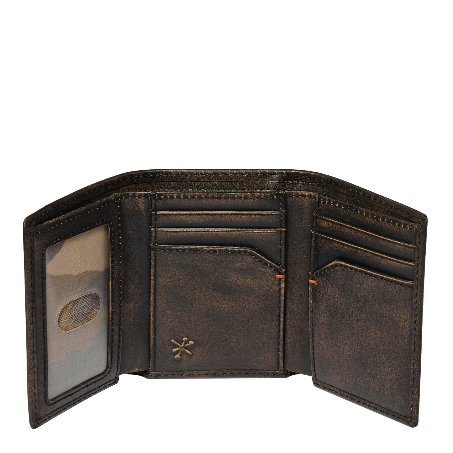 House of Jack Co. Deer Men's Trifold Wallet, Full Grain Leather Hunting Wallet with ID Window, 8 Card Slots, Camo Lining, Embossed Whitetail Deer, Hunter Gift for Men, Black