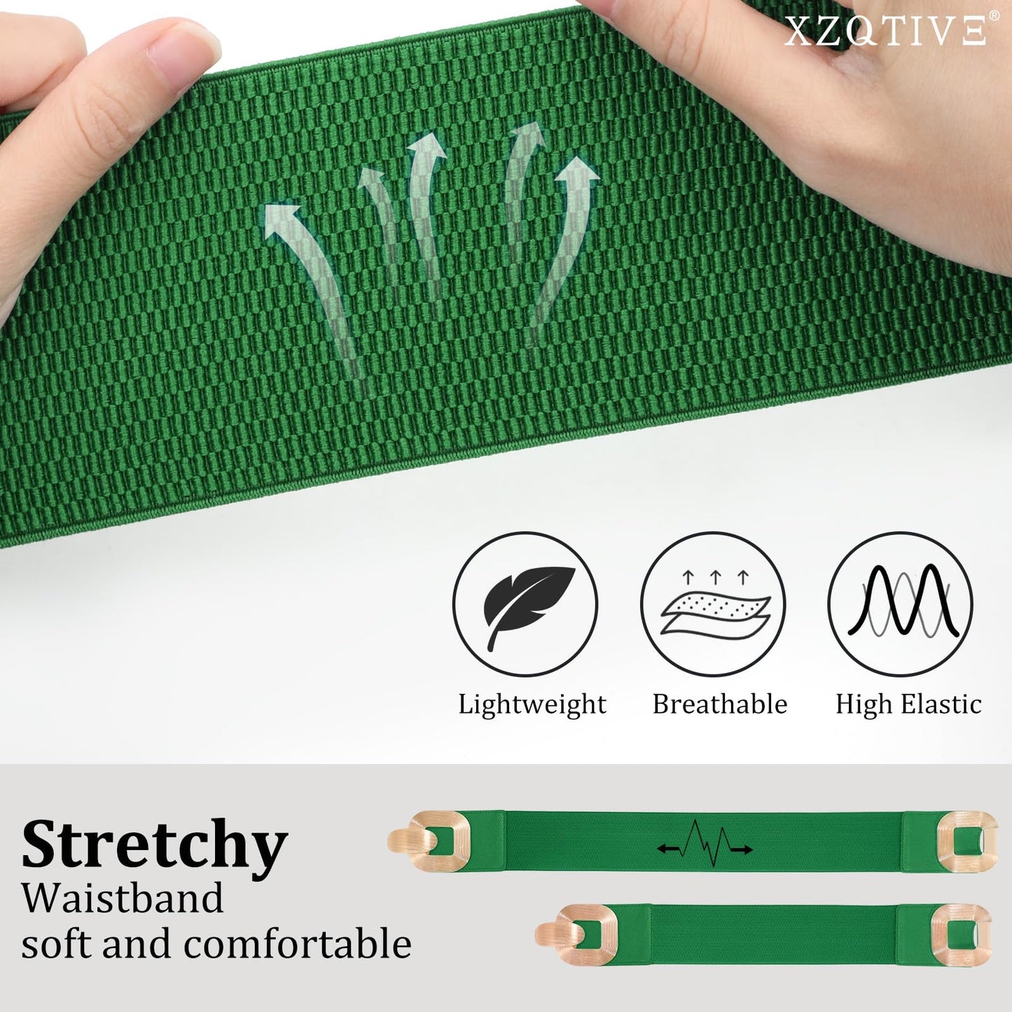 XZQTIVE Women Wide Elastic Belts for Dress Fashion Stretchy Waist Belts for Ladies with Gold Buckle