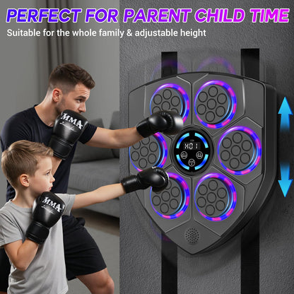 TGLLM Music Boxing Machine, Wall Mounted Boxing Machine with Gloves, Smart Music Punching Target for Kids Adult, LED Electronic Boxing Workout Machine with 9 Modes & 9 Speeds