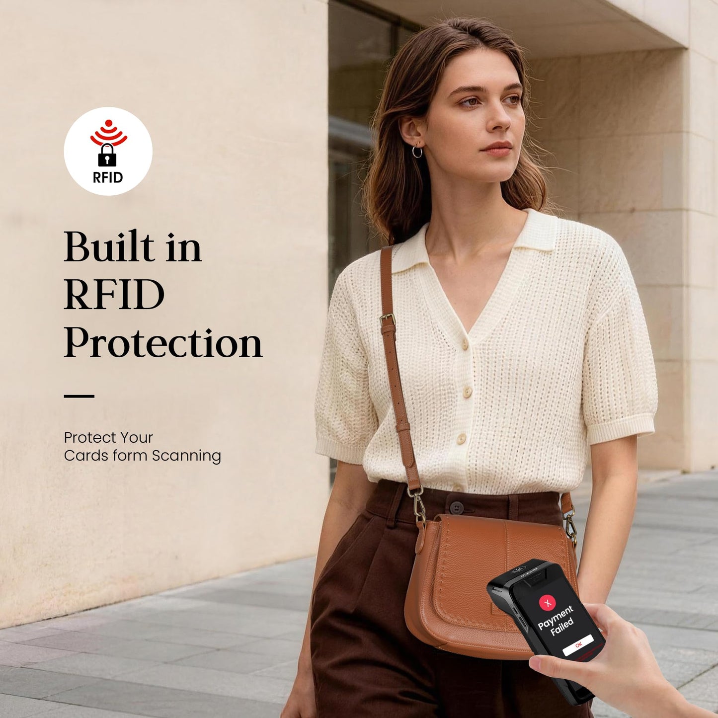 befen Genuine Leather Crossbody Purse for Women Brown Purse RFID Crossbody Bag for Travel Soft Real Leather Saddle Bags with RFID Blocking Trendy Medium Purses Women's Shoulder Handbags for Everyday