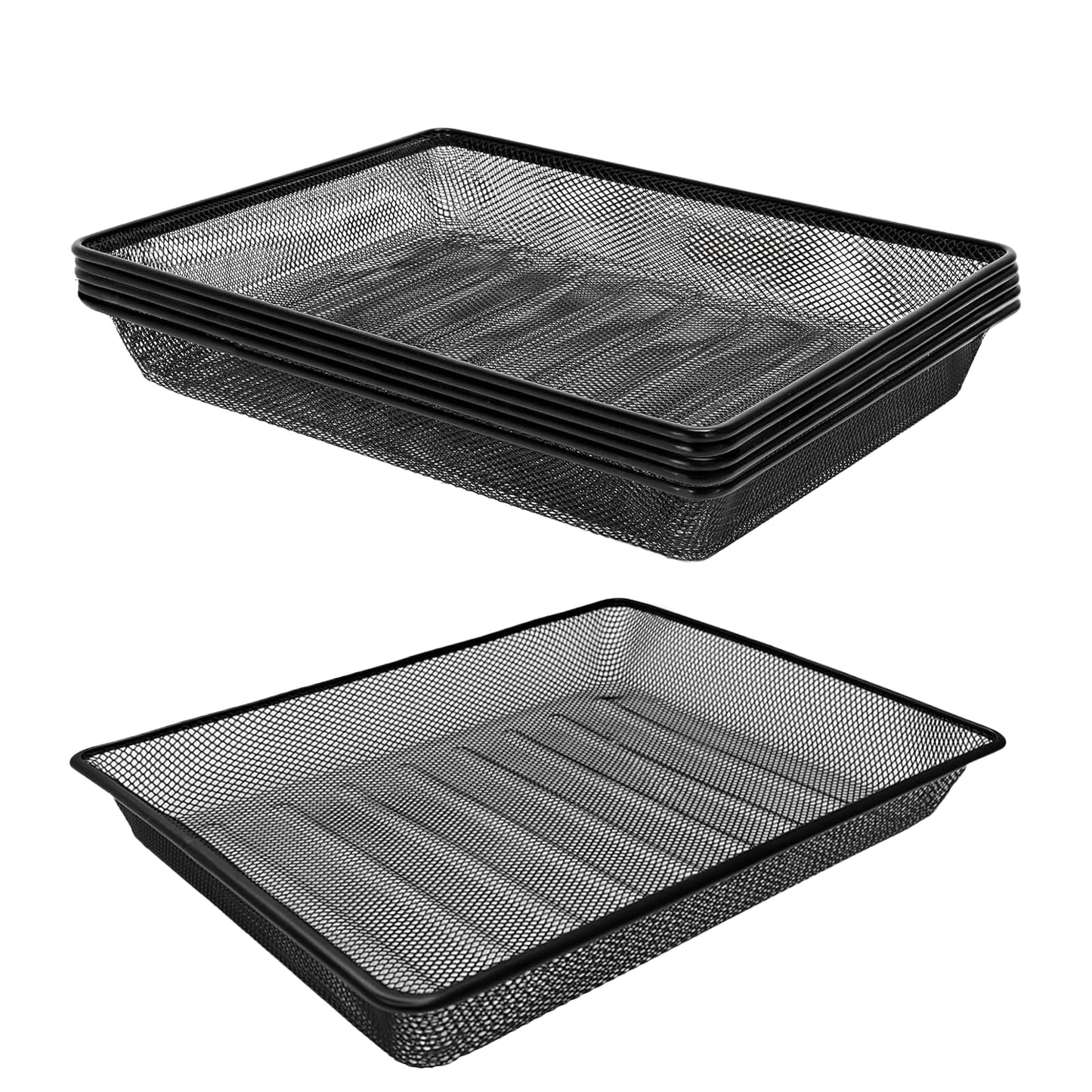Metal Mesh Desk Organizer, Turn in Trays for Classroom School, Paper Letter Storage Basket for Teacher Office Home, and Storage Containers for Gift Wrap, and Crafts (6 Pack Black)