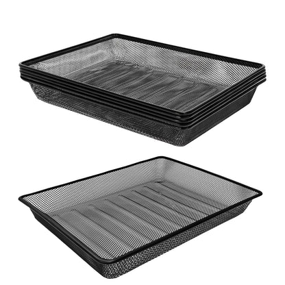 Metal Mesh Desk Organizer, Turn in Trays for Classroom School, Paper Letter Storage Basket for Teacher Office Home, and Storage Containers for Gift Wrap, and Crafts (6 Pack Black)