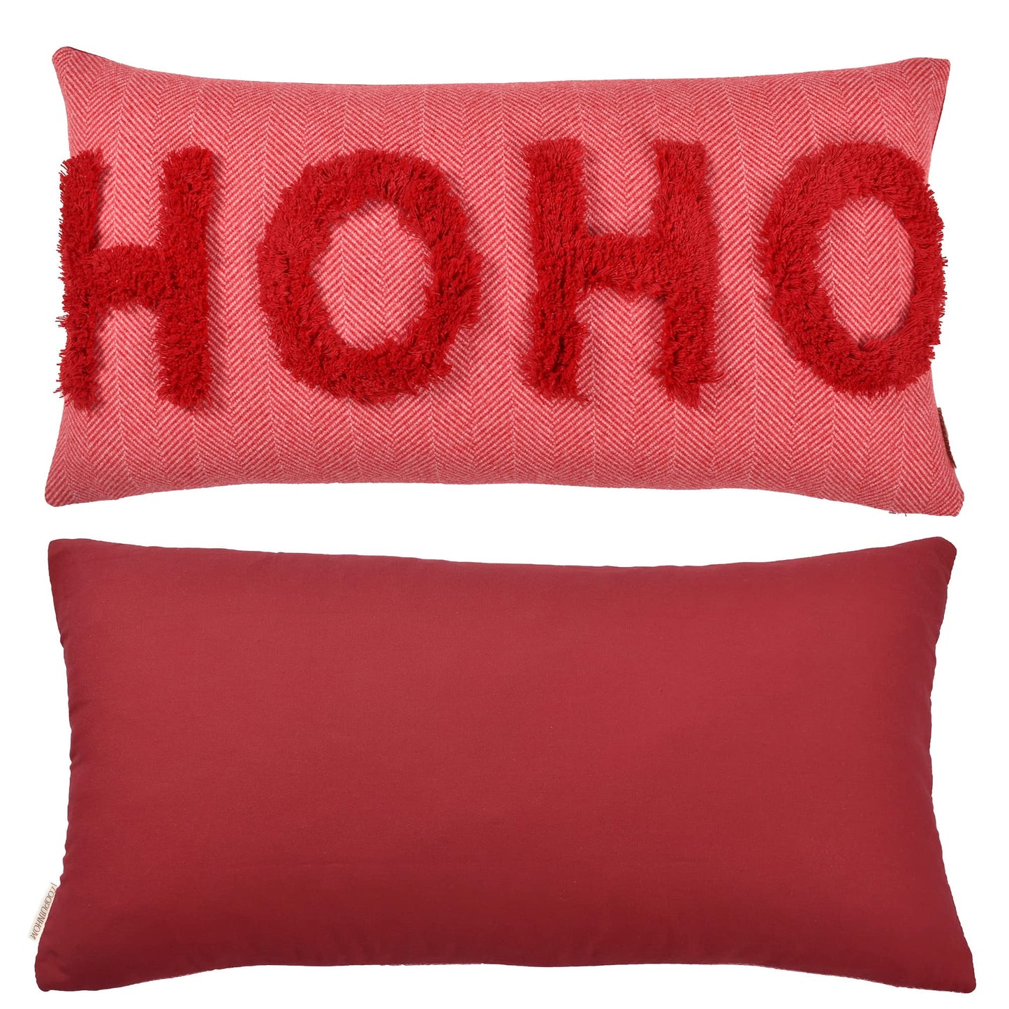 LOOPUINHOM HOHOHO Red Christmas Pillow Covers Christmas Decorations Rectangle Lumbar Waist Throw Pillow Covers for Couch Sofa Bed Living Room 12X24 Inches
