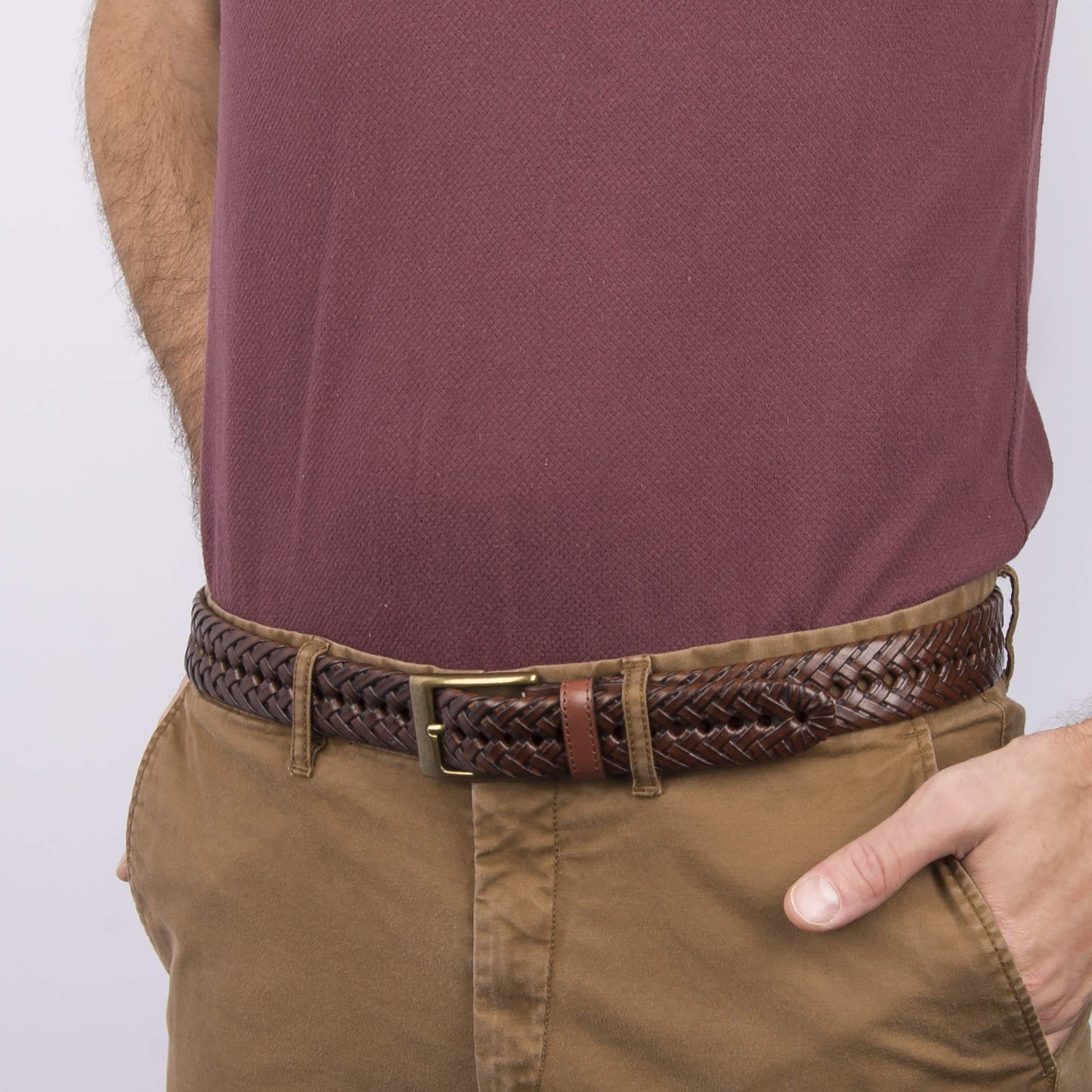 Dockers Men's Leather Braided Casual and Dress Belt,tan Glazed,38