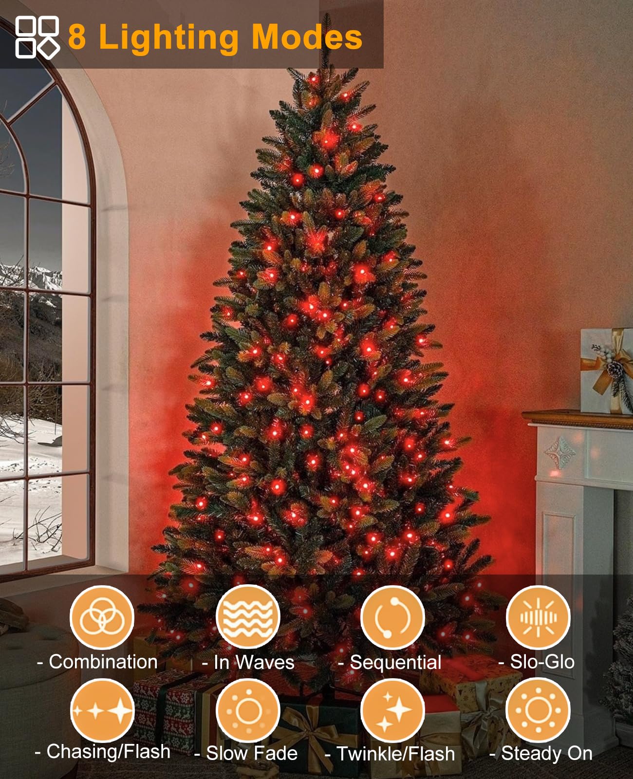 XmasBokeh Red Christmas String Lights, 40FT 120 LED Christmas Lights Outdoor Indoor Waterproof with 8 Modes, Plug in Connectable String Lights for Outside Home Garden Patio Party Holiday Decor