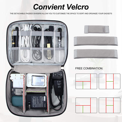 SELLYFELLY Electronic Bag Travel Cable Accessories Bag Waterproof Double Layer Electronics Organizer Portable Storage Case for Cable, Cord, Charger, Phone, Adapter, Power Bank, Kindle, Hard Drives