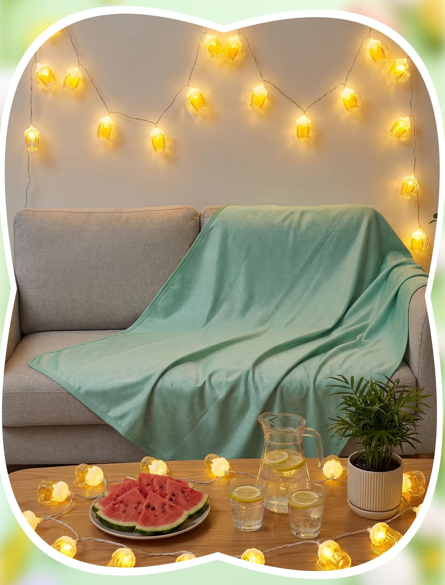 Beer Mug String Lights, 8.5Ft Hawaiian Beach Themed Party Decorations String Lights with 10 3D Beer Cup Lights, Outdoor Light Beer for Tropical Luau Party Beach Pool Summer Tiki Gifts Decorations