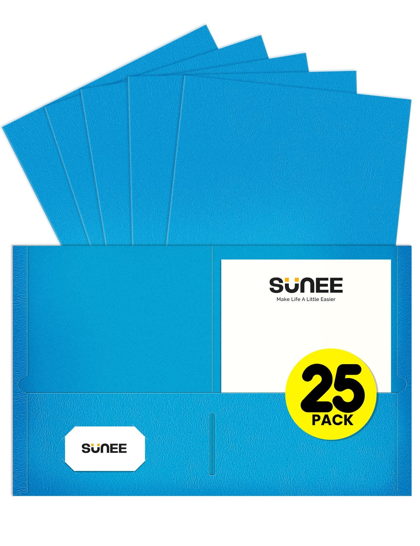 SUNEE Folders with Pockets(25 Pack, Blue), 2 Pocket Folders Fit Letter Size Paper, Paper File Folder for School Office Home Business