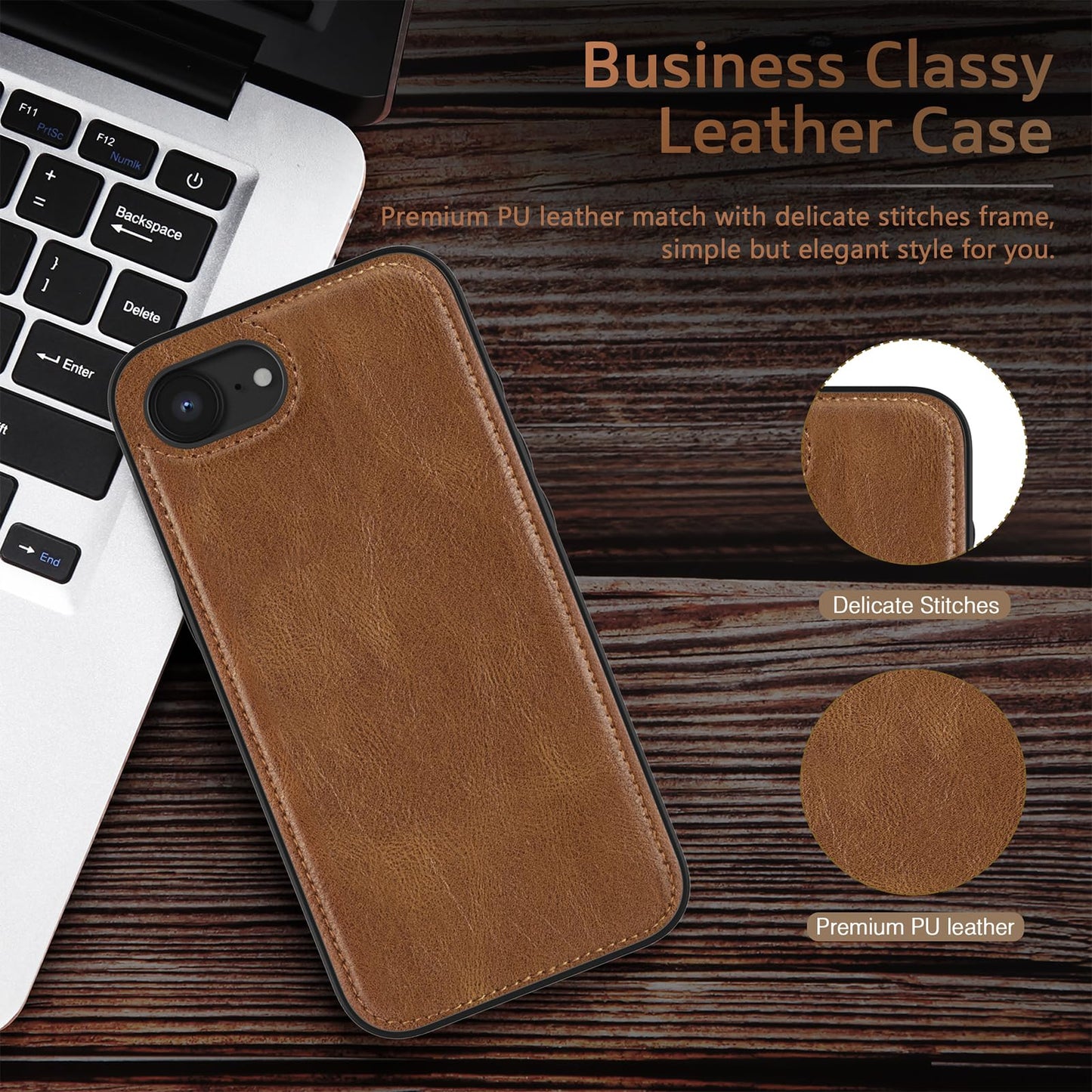 LOHASIC for iPhone 16e Case for iPhone 17e Case, Luxury Leather Soft Back Cover Full Body Protective Women Men Phone Shockproof Cases for iPhone iPhone 16E/17E 6.1'', Brown