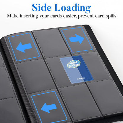 Premium 9 Pocket Card Binder for 360 Cards, Fabmaker PU Cover Trading Card Binder, Sturdy Card Collection Album, Sleek Card Holder Folders for Game Cards & Sports Cards, Black