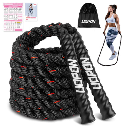 Weighted Jump Rope for Women, Heavy Skipping Rope for Exercise with Training Poster, 9.2FT Weight Fitness Jump Rope for Improve Strength, Building Muscle & Total Body Workout Equipment