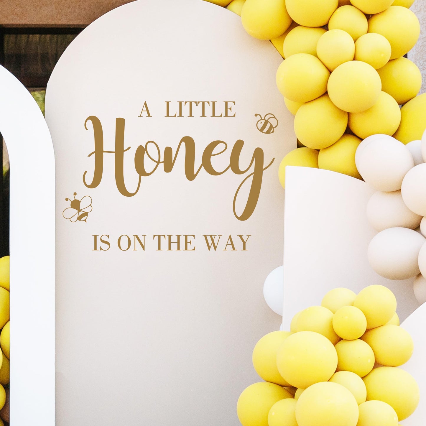 A Little Honey is on The Way Wall Decal,Bee Them Welcome Baby Shower Decor,Gender Reveal Balloon Arch Backdrop Wall Decor for Baby Party,boy and Girl Gender Reveal Backdrop Decor (Bee Them Decal)