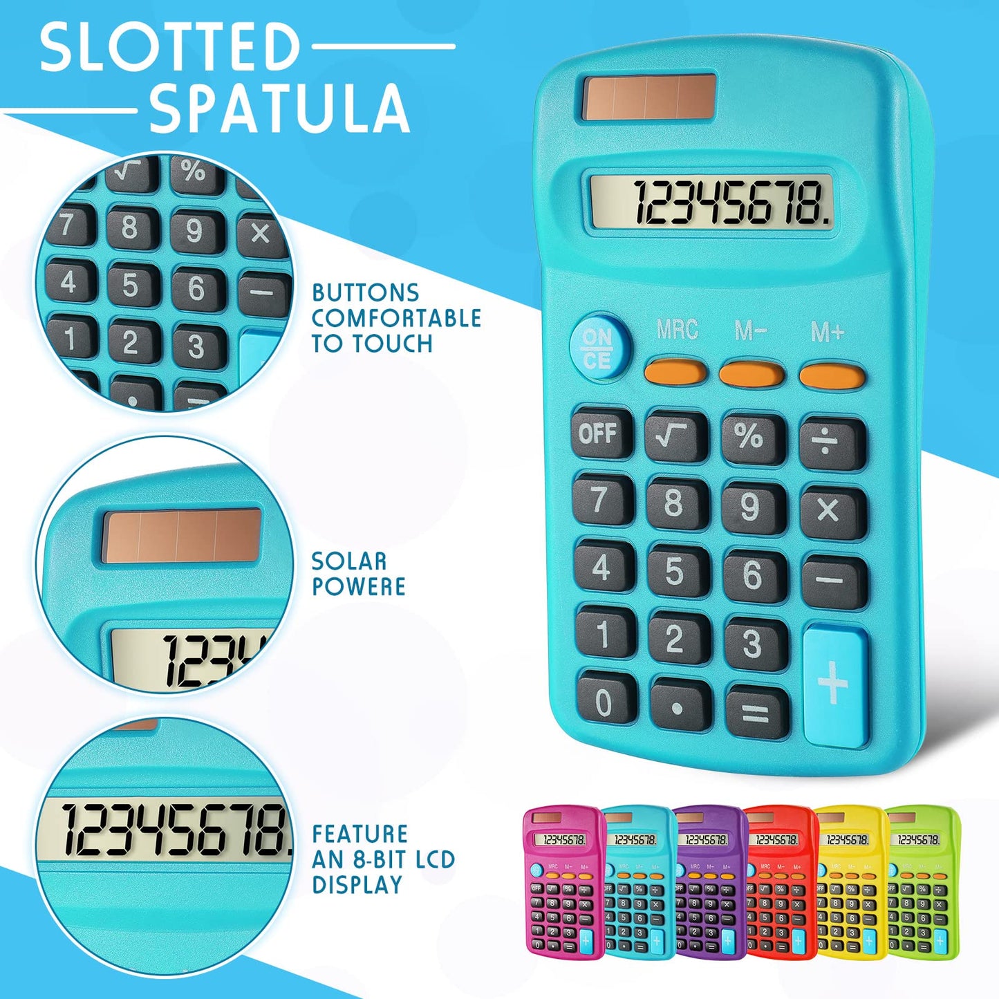 Weewooday 6 Pieces Small Basic Calculator Bulk 8 Digit Mini Solar Battery Dual Power Pocket Calculator for Kids Students Classroom Desktop Home Office, Standard Function 6 Colors