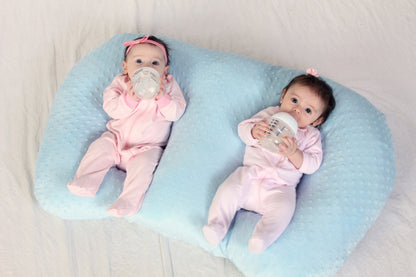 Twin Z Pillow Blue - Breastfeeding, Bottlefeeding, Tummy Time, Reflux, Support and Pregnancy! No Foam! The Ultimate Baby Essentials! The Best in Twins Baby Gear!