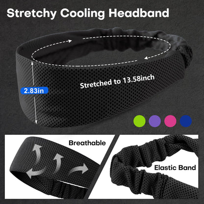 5PCS Cooling Headbands, Stretchy Cooling Sweatbands, Moisture-Wicking Sports Headbands for Women and Men Workout, Yoga, Running, Biking