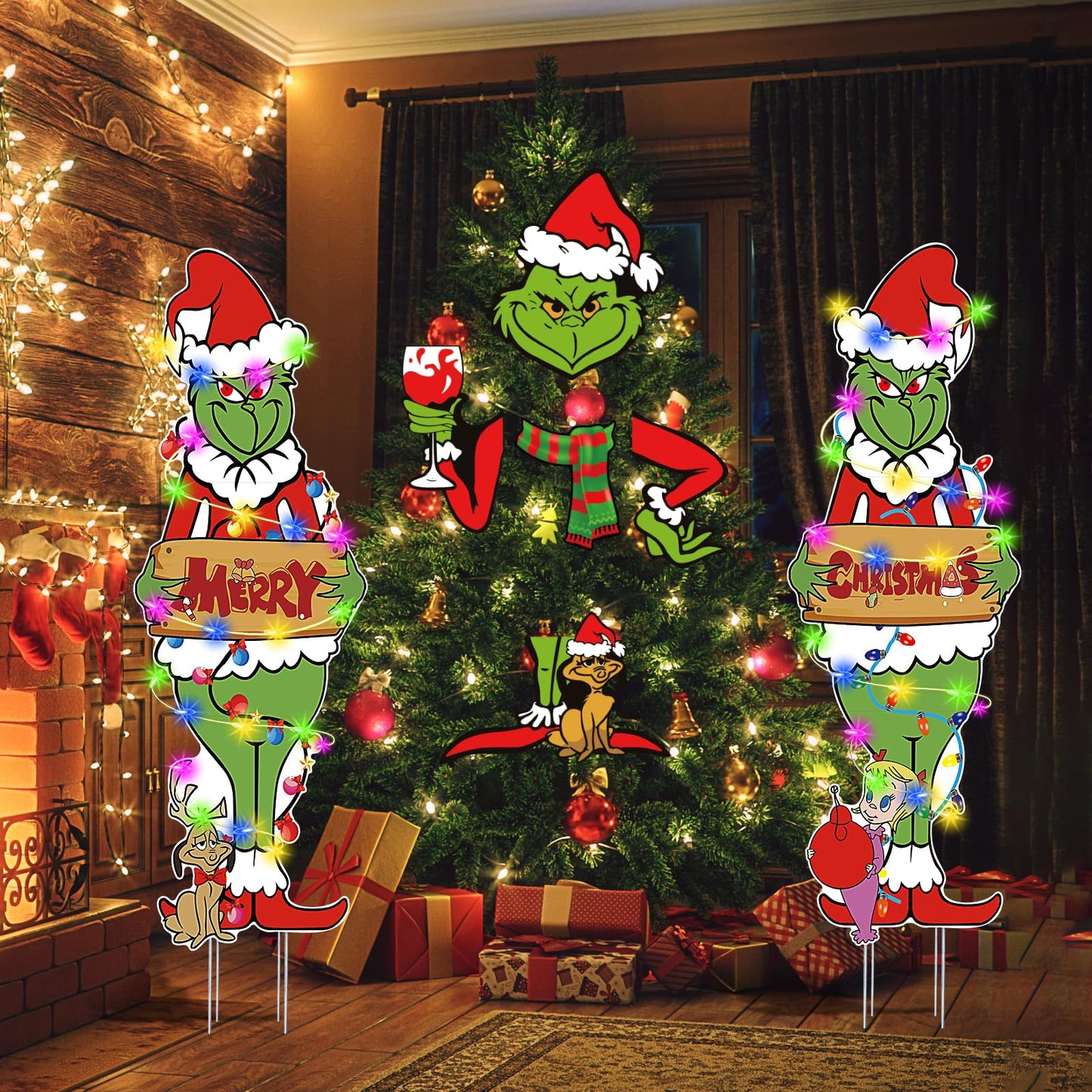HEORIM 2 Pcs Large Christmas Outdoor Decorations with Metal Stakes Merry Christmas Yard Signs for Lawn, Garden Yard Decor