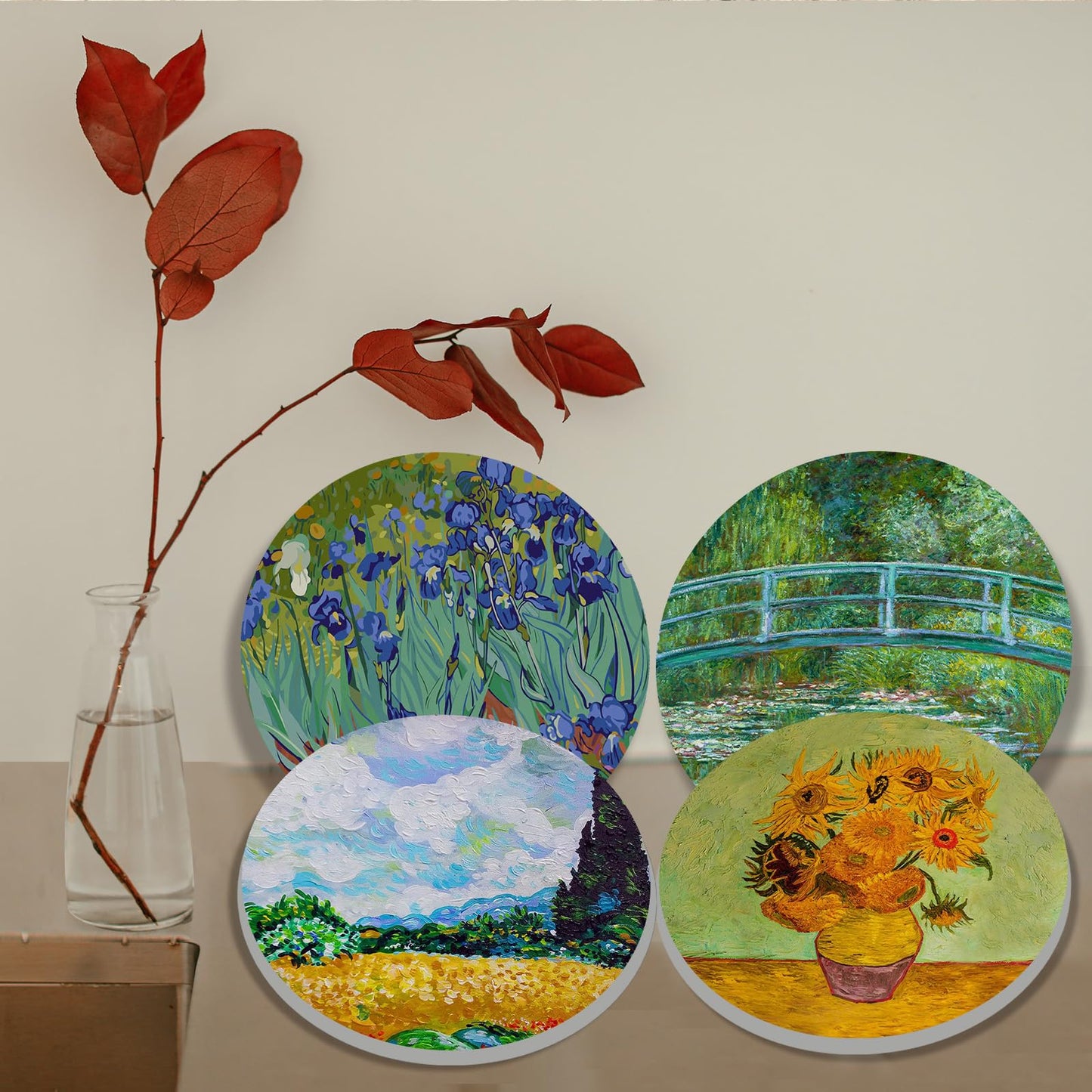 Tucocoo Van Gogh Irises Stove Burner Covers,Gas Stove Burner Top Covers Set of 4, 8Inch and 10Inch Stove Top Covers for Electric Stove Country Classic Round Metal Stove Burner Covers Kitchen Decor