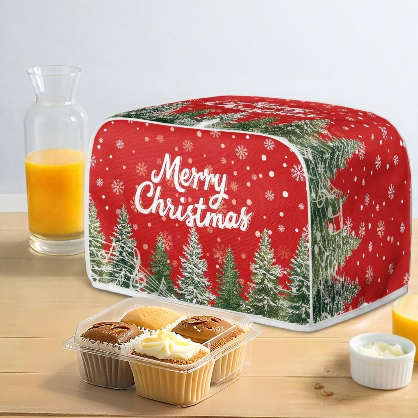 ASQVTIFE Christmas Tree Toaster Oven Cover for 4 Slice Christmas Kitchen Decor Christmas Tree Toaster Oven Cover Fits for Most Standard 4 Slice Toasters Kitchen Food Dust Covers