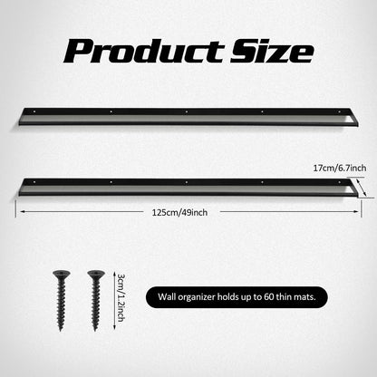 Sintuff 49 x 7 x 2 Yoga Mat Holder Hanging Mat Wall-mounted Rack Holds up to 60 Exercise Mats Holder for Home Gym, Fitness Classes, Yoga Studio