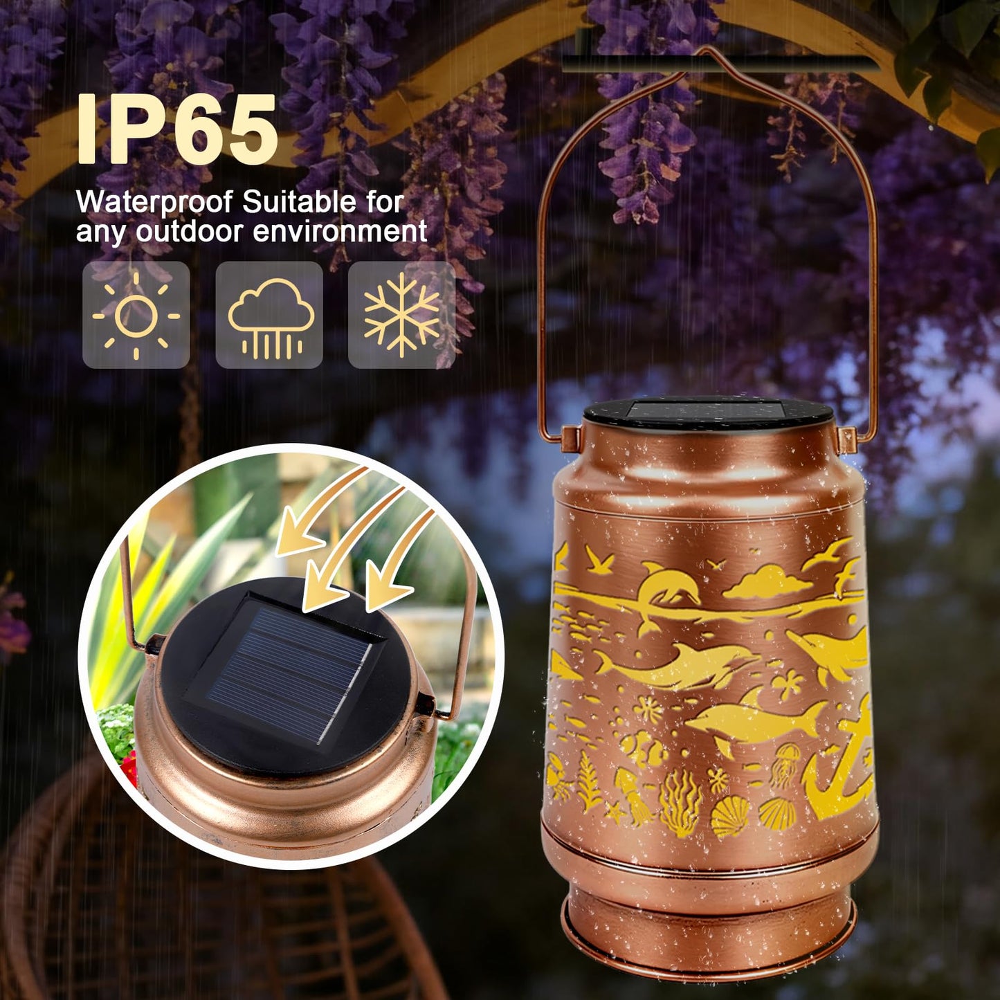 Dolphin Solar Lanterns Outdoor Waterproof - Wxiben Dolphin Garden Decor Gifts for Women Men, Mother's Day Christmas Birthday Housewarming Gifts, Hanging Solar Lights for Yard Tabletop Patio Decor