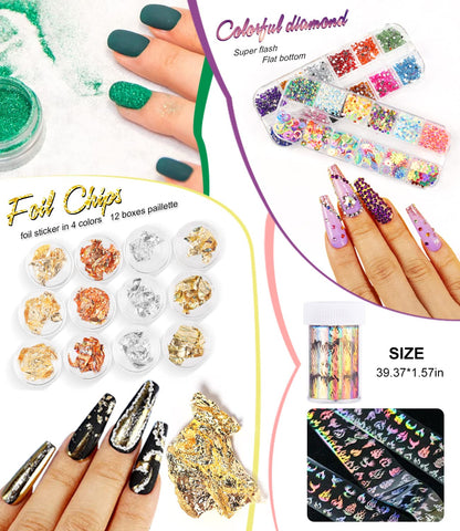 Major Dijit Acrylic Nail Kit with Nail Lamp, 0.35 oz White Clear Pink Black and More 12 Colors Acrylic Powder and Liquid Kit, Electric Nail Drill, Glitter, Nail Art Brushes,Nail Kit for Beginners