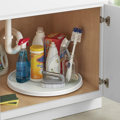 Copco Under-Sink Pantry and Cabinet Organizer, 18-Inch, Revolving Storage Solution, White and Gray