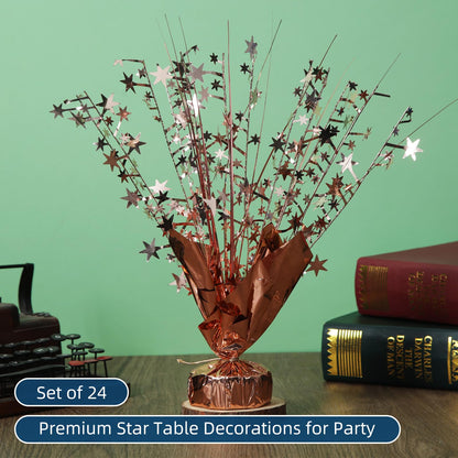 Ohiyoo 24 Pack Rose Gold Metallic Foil Spray Centerpiece Star Table Decoration Burst Table Centerpieces for Birthday New Year Wedding Anniversary Graduation Party Supply (Rose Gold)