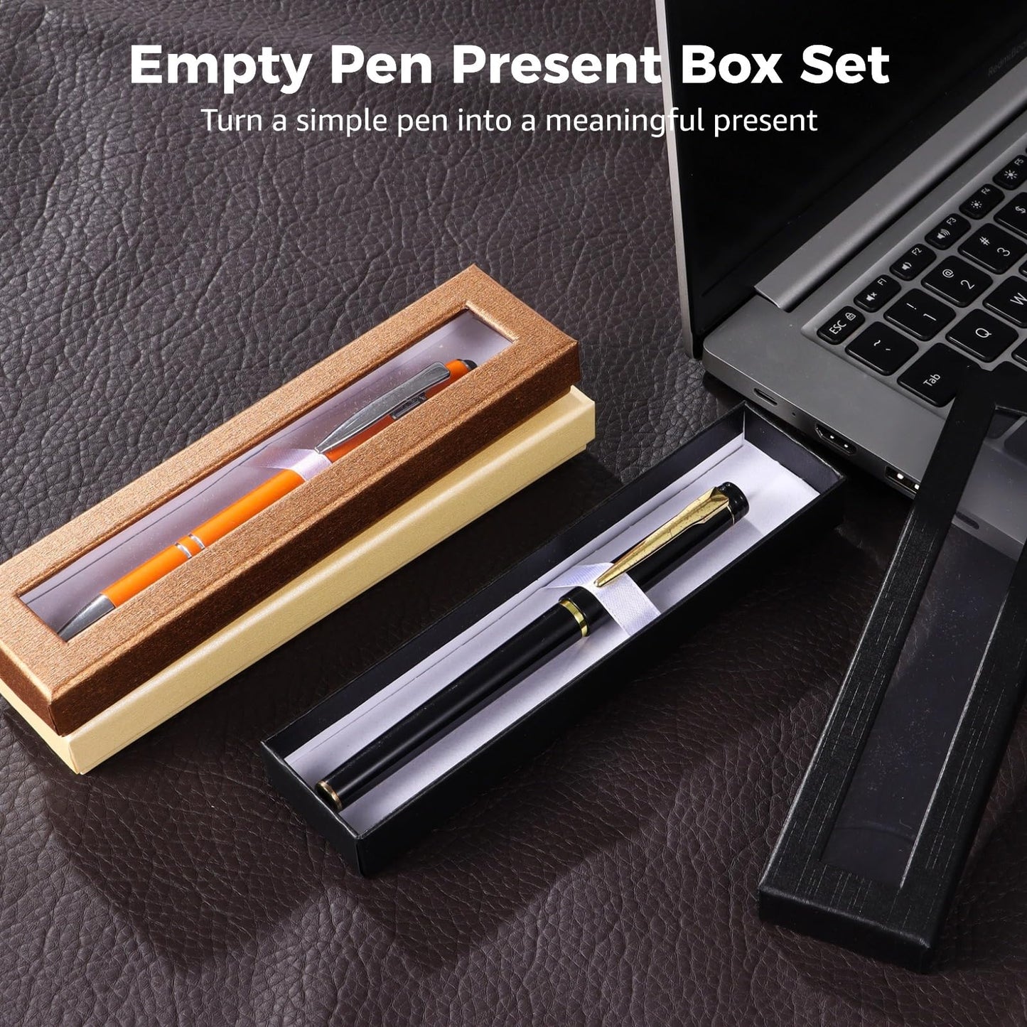 OMISTAR 60 PCS Pen Gift Box Empty Cases with Clear Lid, 3 Colors Ballpoint Pen Gift Box Pen Jewelry Display Box for Jewelry Gift Business Birthday Souvenir Office Supplies (60PCS)