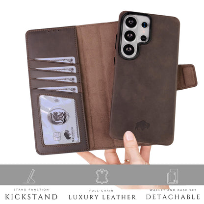 BLACKBROOK Wallet Case for Samsung S26 Ultra – Carter 2-in-1 Detachable Folio for MagSafe, Full Grain Leather, 4 Card Slots, Cash & ID Pockets, RFID Protection