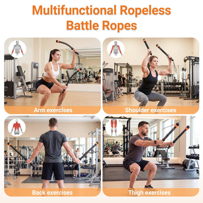 Adjustable Ropeless Battle Ropes for Home Gym-Cordless Training Rope Fitness Equipment for Men & Women,Portable Arm Exerciser Rope for Strength Building, HIIT and Low-Impact Aerobic Training (Black)