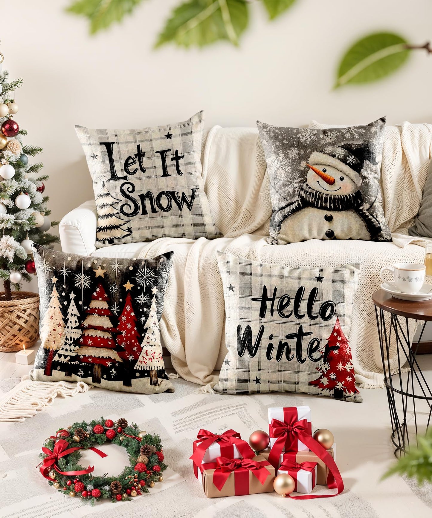 SEGXCFL Christmas Pillow Covers Decorative for Couch Sofa Livingroom Outdoor Christmas Home Decor